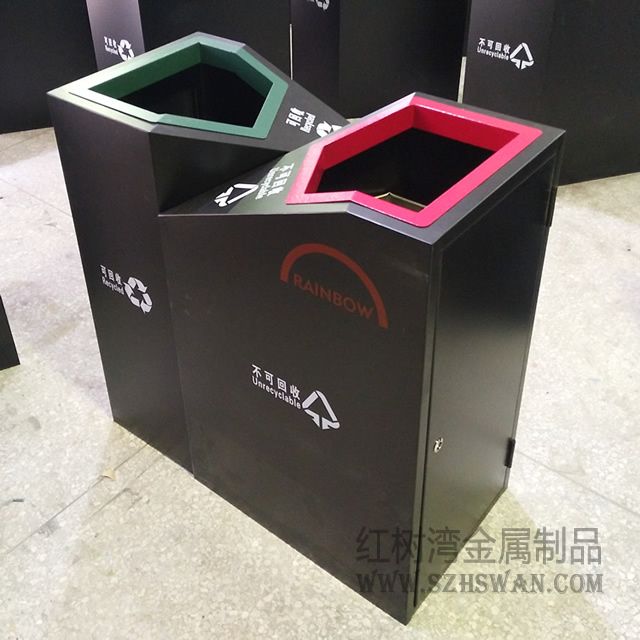 烤漆室內不銹鋼分類垃圾箱