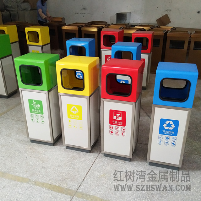 汕頭方形分類不銹鋼垃圾桶學校采購案例