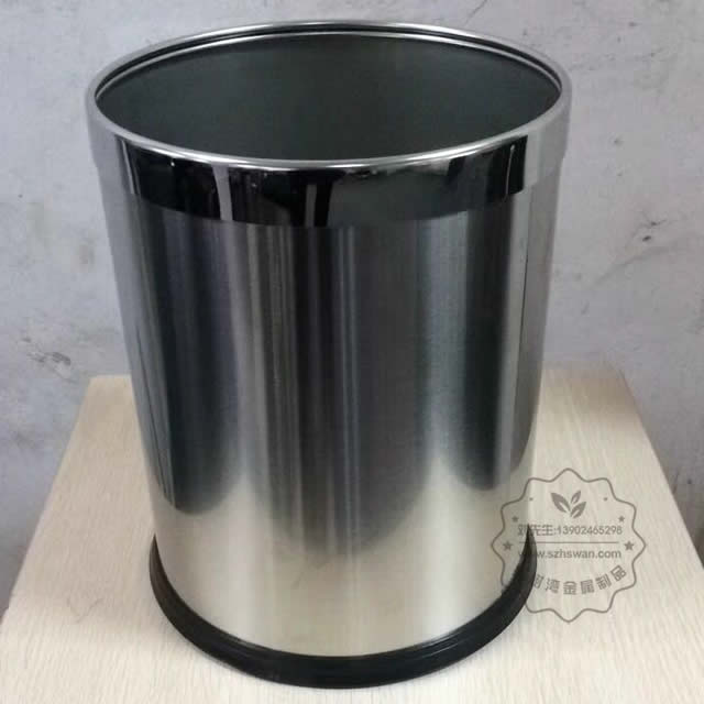 室內(nèi)酒店客房圓柱形不銹鋼果皮箱圖片001