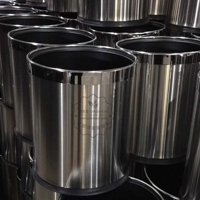 室內(nèi)酒店客房圓柱形不銹鋼果皮箱圖片002